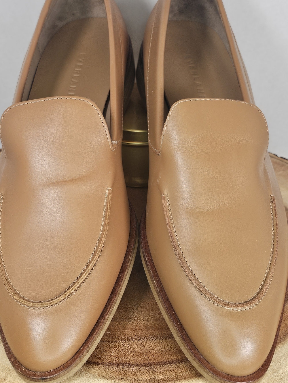 Everlane Camel Leather Pointed Slip-On Loafers